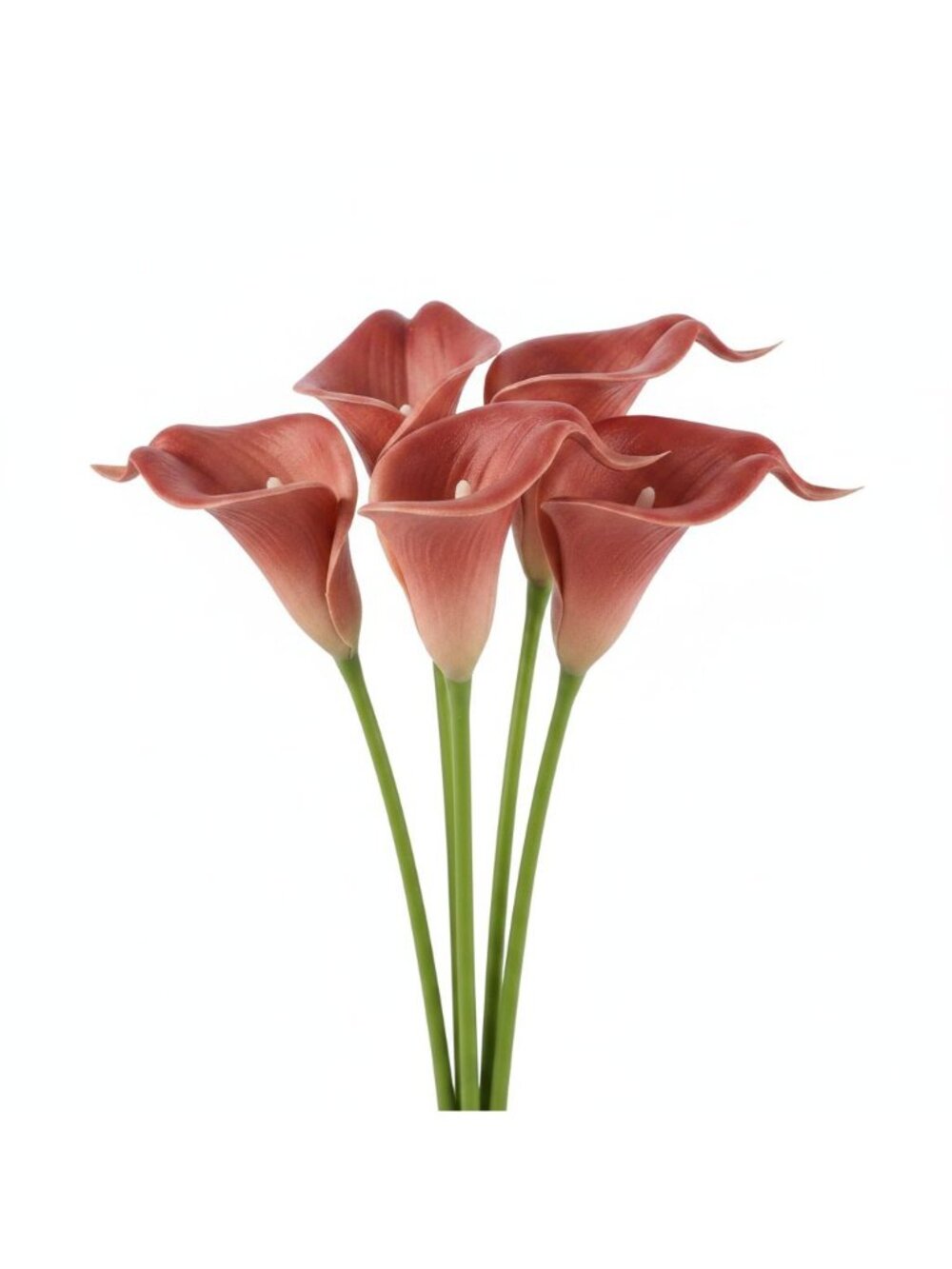 Terracotta Artificial Calla Lily Stems Set of 5 13 Inch Faux Flowers for Rustic